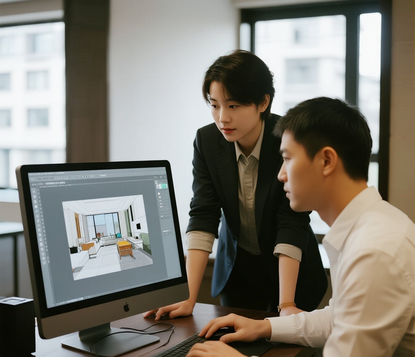 设计师正在设计效果图